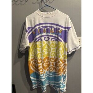 Coogi Men's Y2K Streetwear Tshirt Medium Embroidered  Colored Block floral